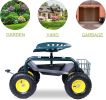 Garden Cart Rolling Work Seat with Tool Tray and 360 Swivel Seat