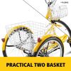 24" Adult Tricycle 3-Wheel 7 Speed Bicycle Trike Double Basket 330LBS Bike