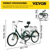 VEVOR Tricycle Adult 24'' Wheels Adult Tricycle 7-Speed 3 Wheel Bikes For Adults Three Wheel Bike For Adults Adult Trike Adult Folding Tricycle Foldab